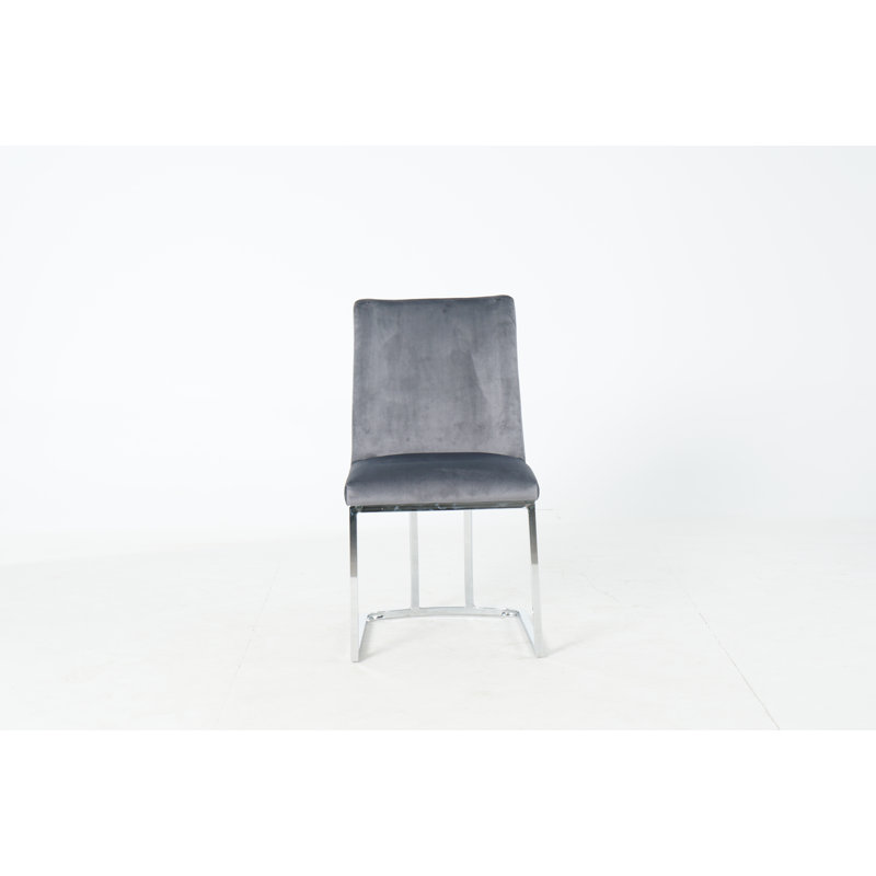 Velvet Upholstered Cantilever Chair in Mink, Dark Grey