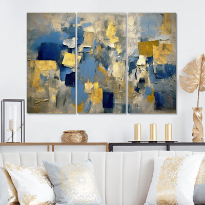 " Lyrical Abstraction In Blue And Yellow II " 3 - Pieces