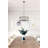 21" 4-Light Farmhouse Pendant Drum Chandelier, White Ash Wood Style + Black Finish
