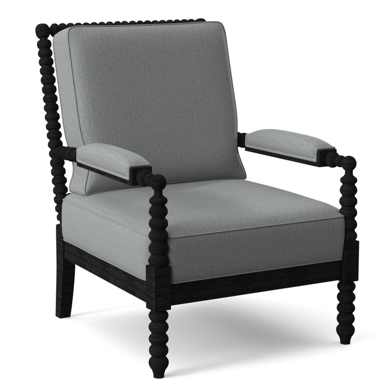 Jamilla Armchair, Antique Black Finish, Light Blue Performance Fabric; 0851-55