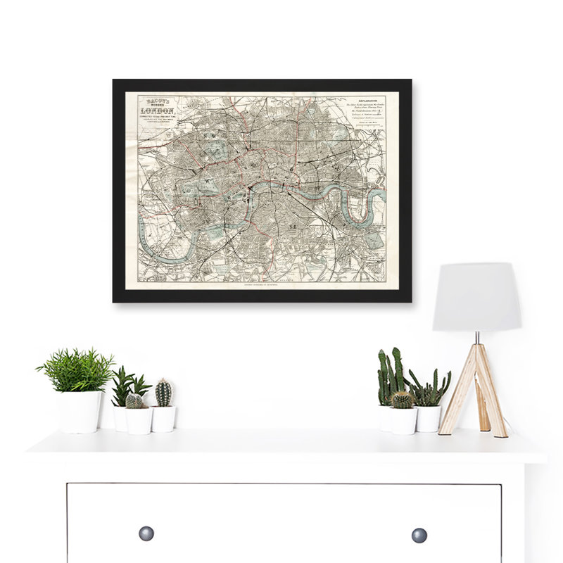 Map Bacon 1883 Modern London City England - Single Picture Frame Print