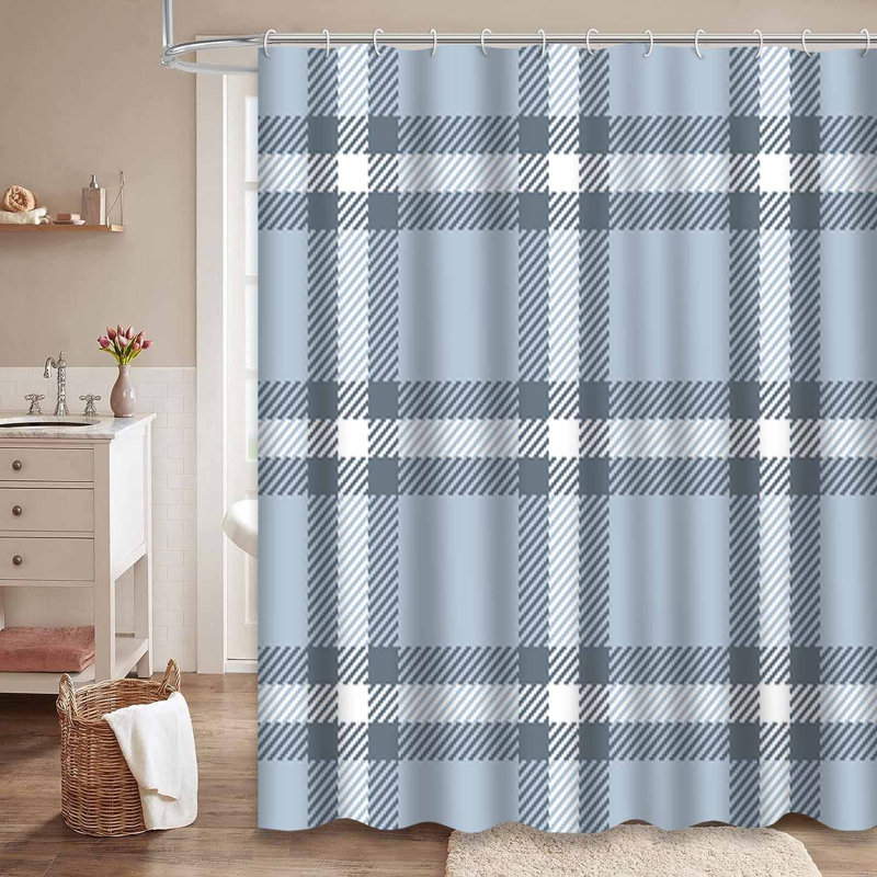 Rideau de douche gris à carreaux gris avec 12 carreaux, L 72 po x l 78 po