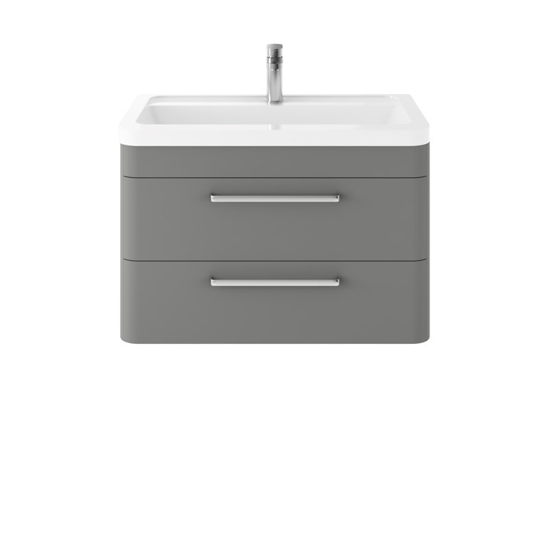 Solar 807mm Single Bathroom Vanity with Integrated Vitreous China Basin, Grey