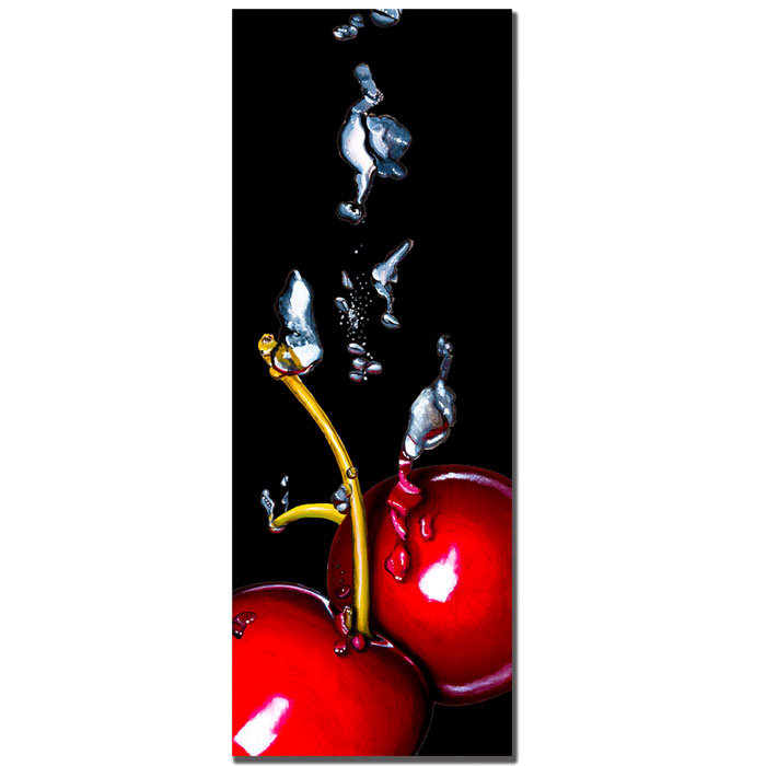 Cherry Splash Red and Black Framed Canvas Art