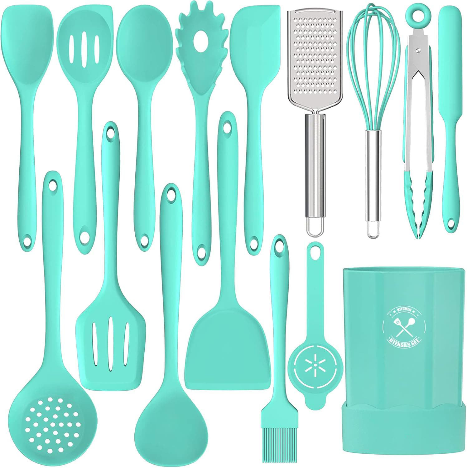 10-Piece Non-Stick Silicone Utensils Set - Heat Resistant, Blue
