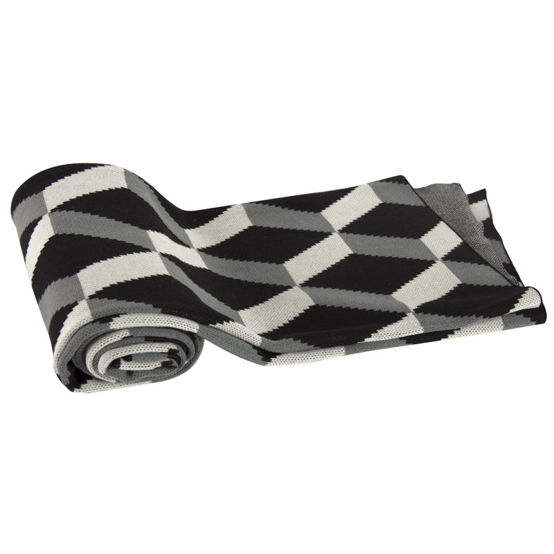 Knitted Throw Blanket, Black