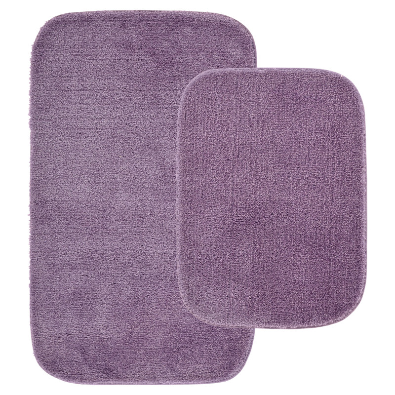 Mccluney Traditional Nylon 2 Piece Bath Rug Set with Non-Slip Backing, Purple