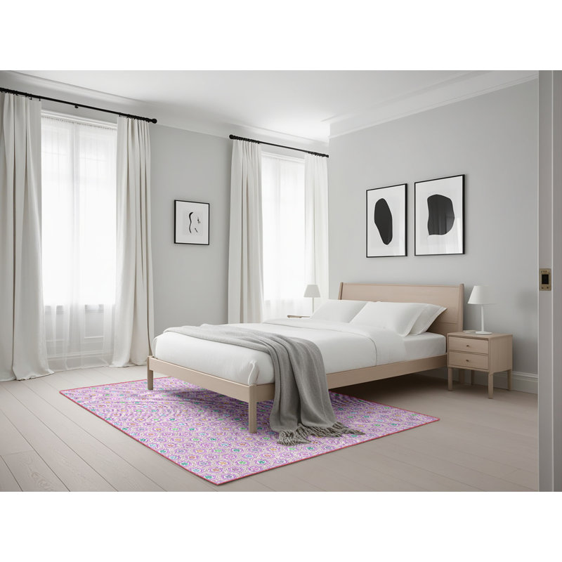Tapis décoratif rose géométrique rolen, Rectangle 5 pi x 7 pi