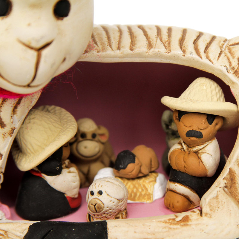 Scène crèche en céramique fabriqué à la main