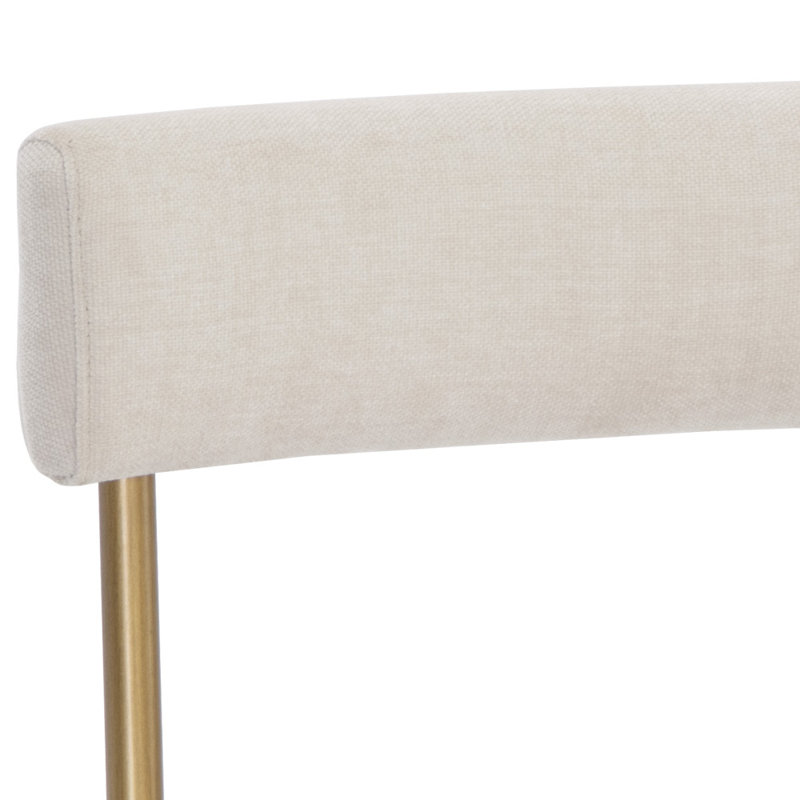 Chaise rembourrée H 19,75 po Freida, Crème, Doré