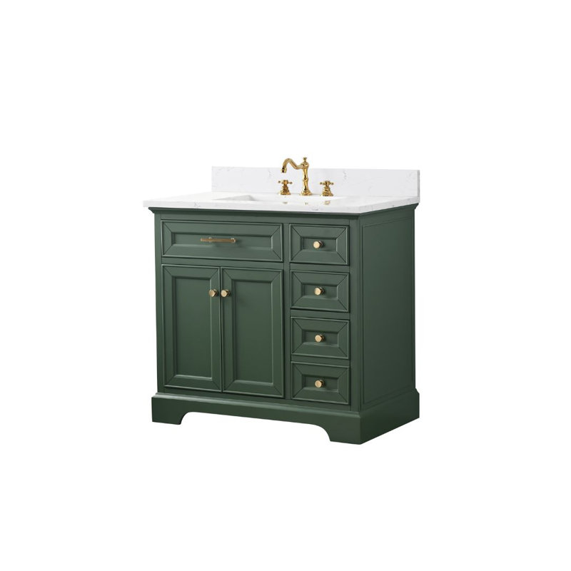 Thompson 36" W Single Bathroom Vanity, Evergreen/Brushed Gold