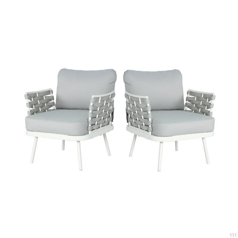 Ensemble de 2 fauteuils club Mariano, Blanc cassé/gris, Blanc
