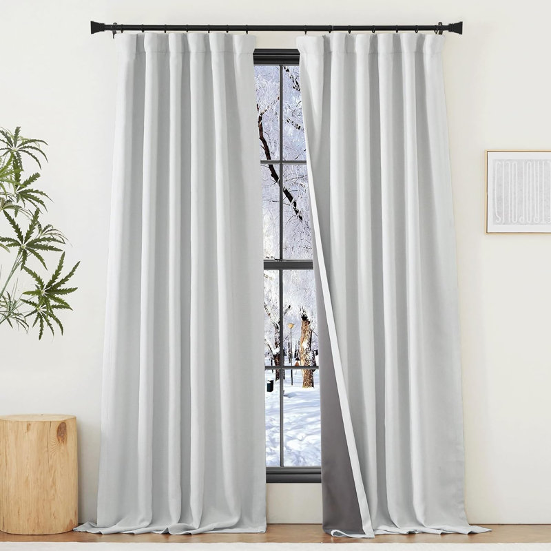 NICETOWN Thick Linen 100% Blackout Curtains 2 Panels, Pinch Pleated Room Darkening Thermal Curtains Sound Reducing Window Treatments for Bedroom/Living Room