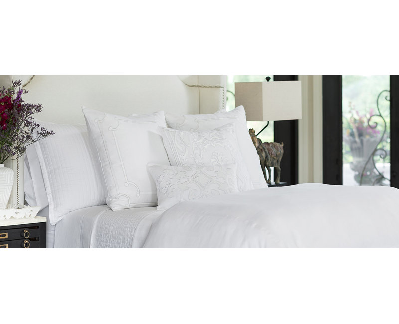 Louie Square Pillow Cover & Insert, White