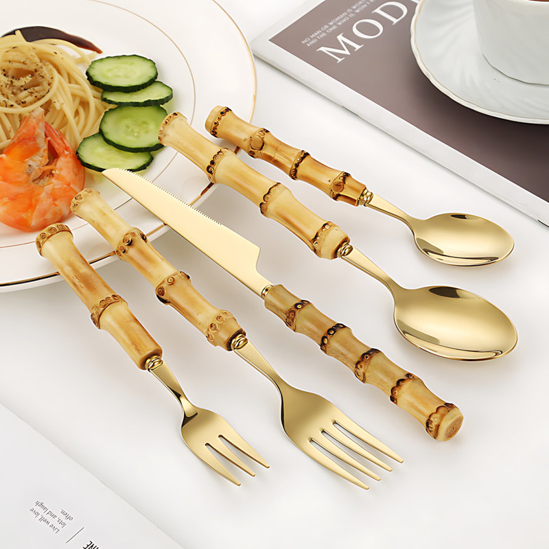 Ensemble de 20 couverts 20 pièces en acier inoxydable - Fourchette à dîner, couteau, cuillère et cuillère à dessert pour un repas occidental