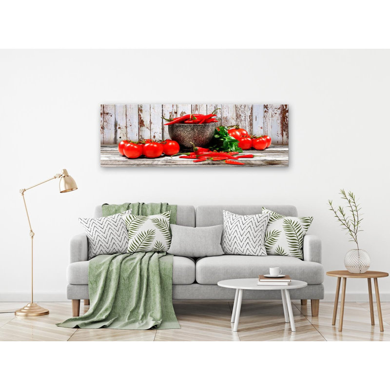" Red Vegetables Wood ", 16" H x 47" W x 0.7" D
