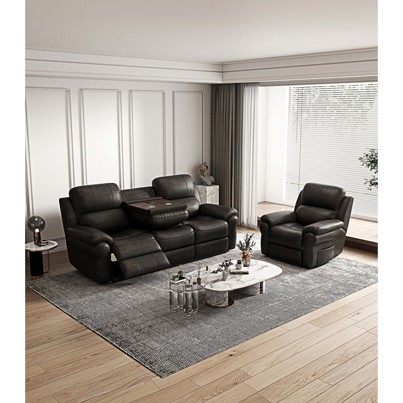 Canapé inclinable électrique avec table rabattable, bouton USB et chargeur sans fil