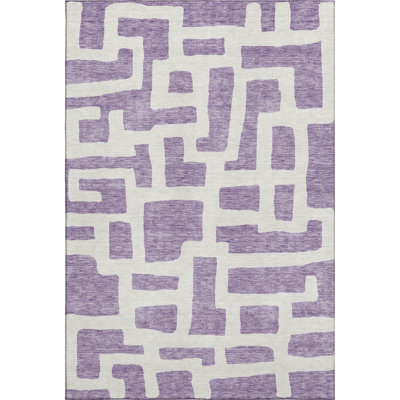 Premium Machine Washable Prisco Purple Rug