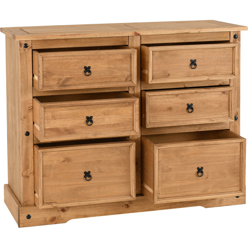 Castillon 6 Drawer 133Cm W Solid Wood Double Dresser
