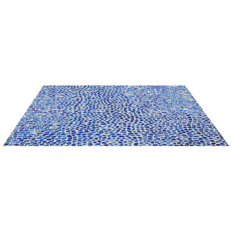 Komorebi 12x12 Pebble Polished Glass Mosaic Tile, Athens Blue