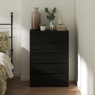 HOMCOM Chest of Drawers 5-Drawer Organiser 80 x 39 x 115 cm Black