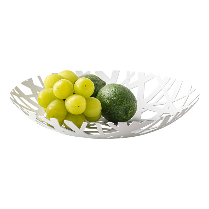 White Steel Cut Out Round Fruit Bowl