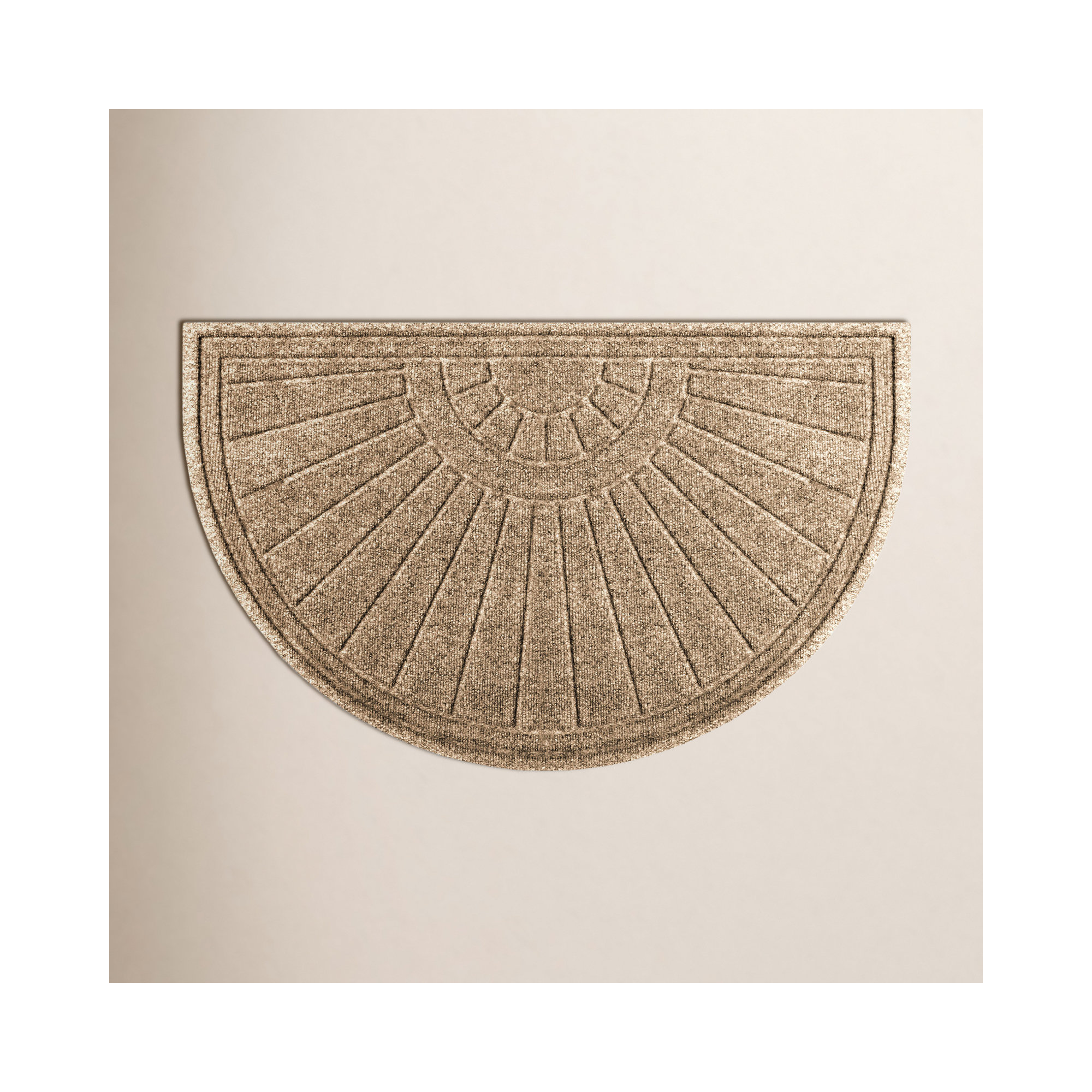 WaterHog Sunburst Half Round Indoor Outdoor Doormat, Camel