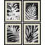 Ensemble de 4 reproductions murales botaniques florales noires et blanches industrielles sur toile, impression de 4 pièces-93012225-93012224