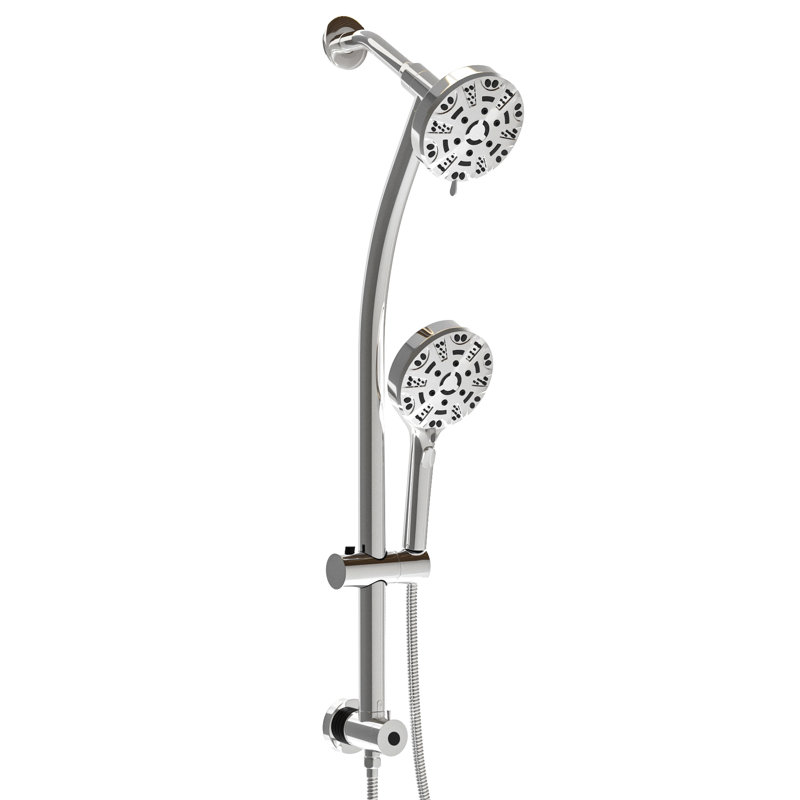 Pomme de douche double avec pomme de douche de 4,7 po, douche à main 8, barre et pomme de douche pluie