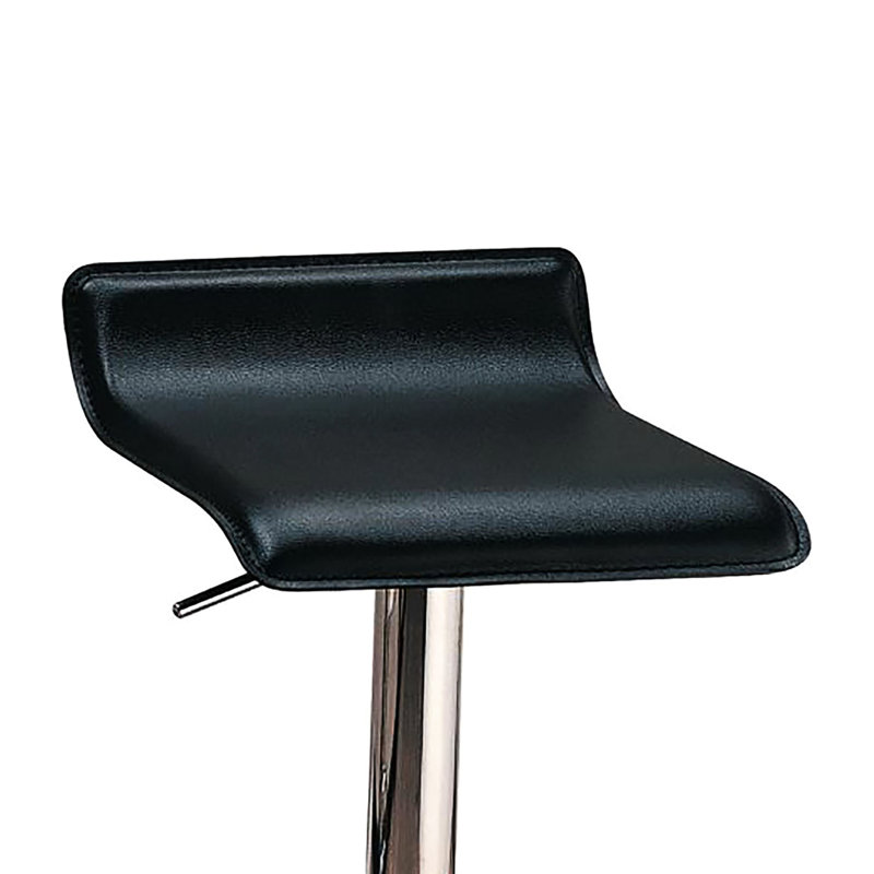 Tabouret de bar contemporain noir en cuir - Finition, hauteur réglable sans dossier