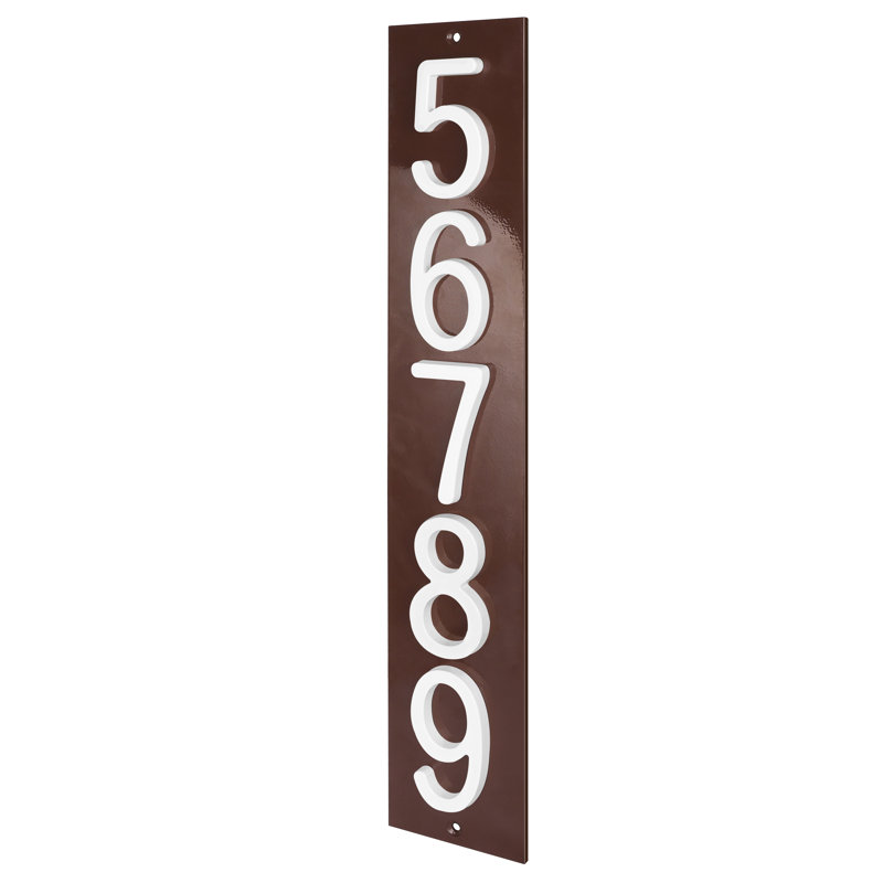 Plaque d'adresse verticale en aluminium Royal Shade, Brun, Blanc, Oui