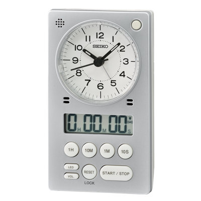 QHE190SLH Timer Clock, Silver-Tone