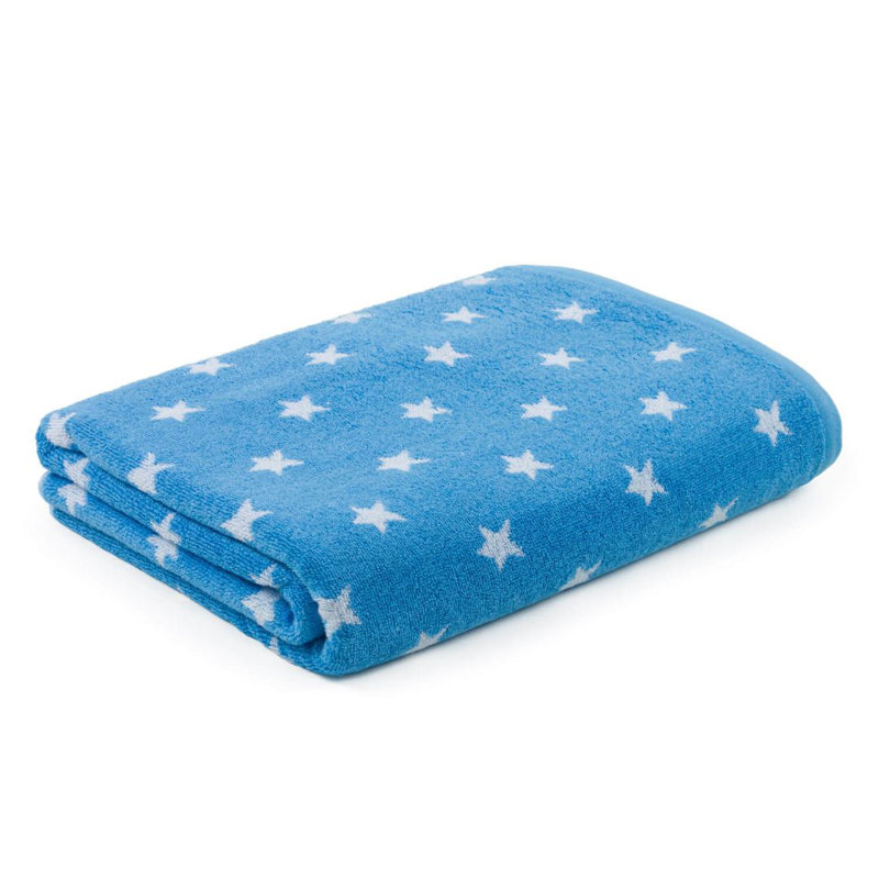 Evan Cotton Midweight Bath Towel, White/Blue