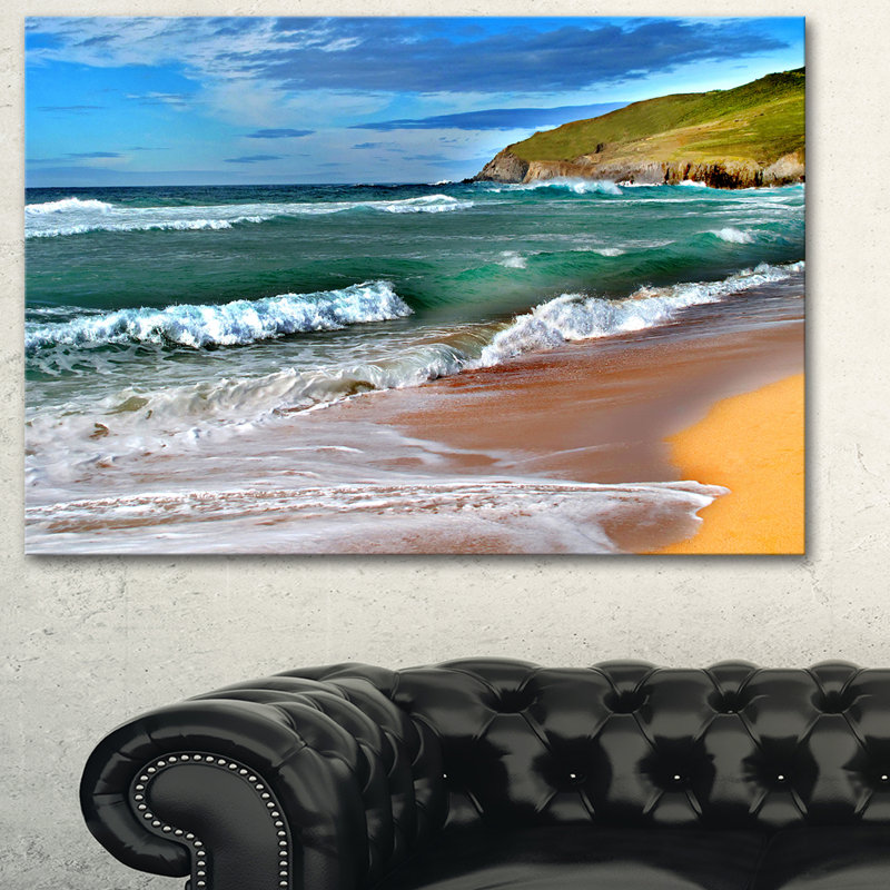 «Blue Sea with Warm Waves», reproduction de peinture à l'huile sur toile, H 20 po x l 20 po x P 1 po