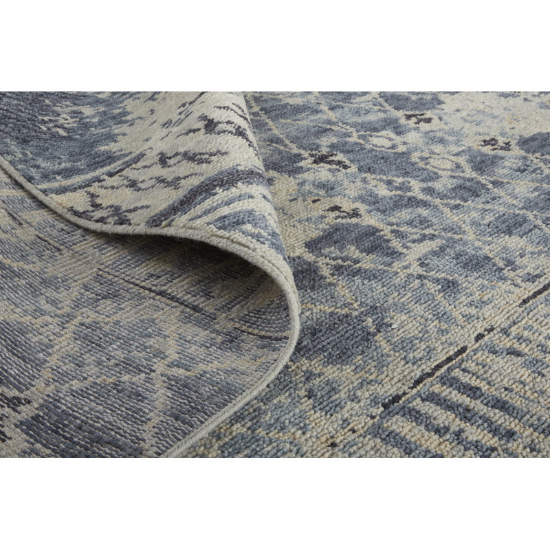 Palomar Wool Oriental Area Rug in Blue, Rectangle 9'6" x 13'6"