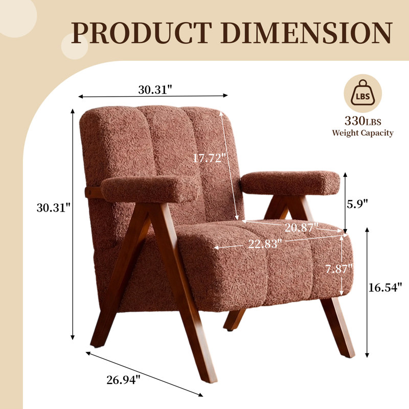Chaise d'appoint 30,31 po Mid-Century, Red