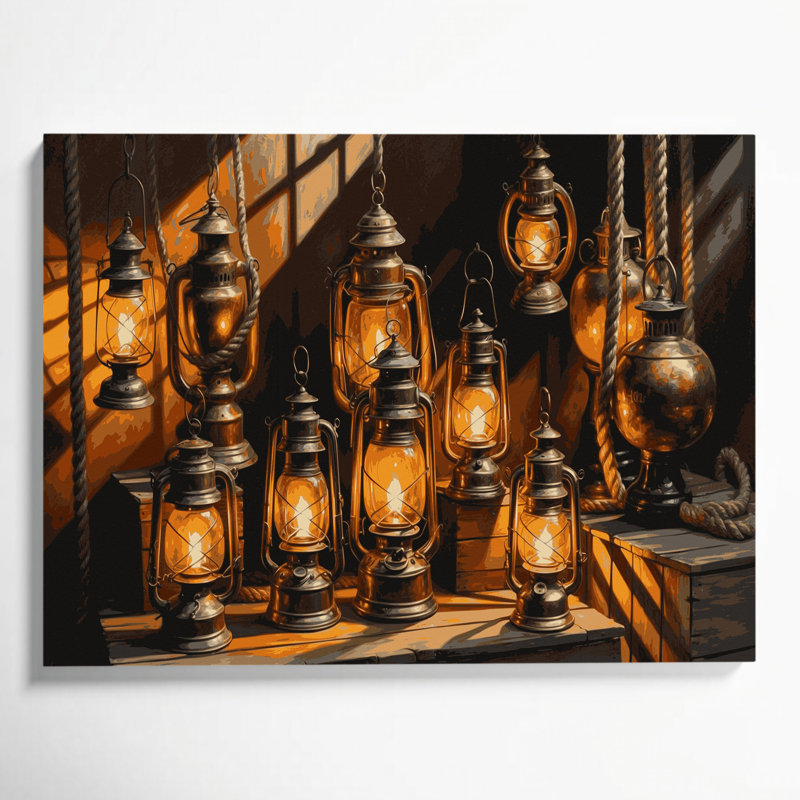 Art mural sur toile, lanternes, H 20 po x l 24 po