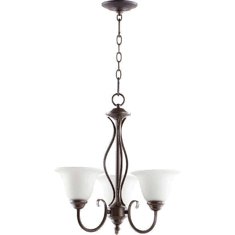 Bernardston 3 - Light Dimmable Classic / Traditional Chandelier, Oiled Bronze/Satin Opal