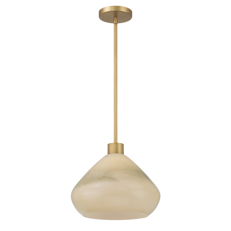 Luminaire suspendu 1 lumière 12,5 po Elaris, Vert, Laiton