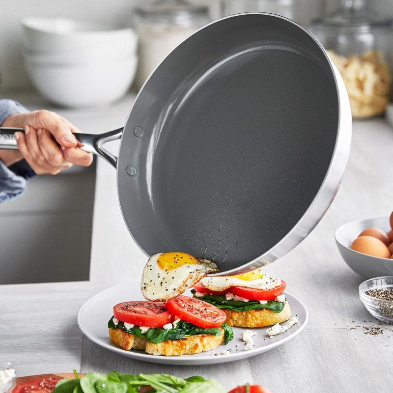GreenPan GP5 Healthy Ceramic Nonstick Stainless Steel 2 Piece Frypan Set, 10" And 12"