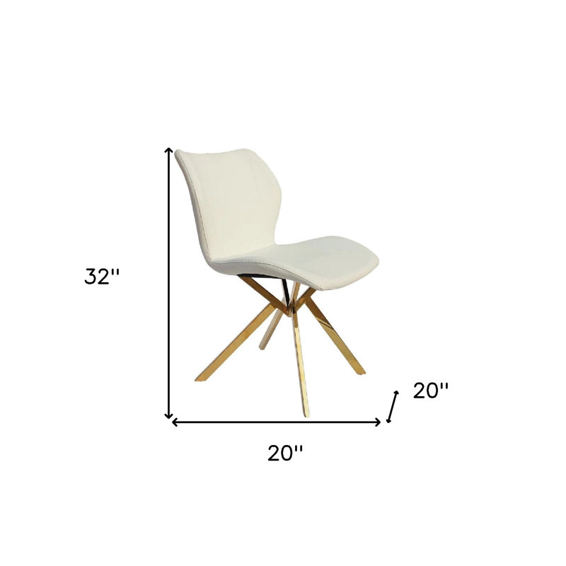 Ensemble de quatre chaises d'appoint blanches et dorées en similicuir, White, Gold