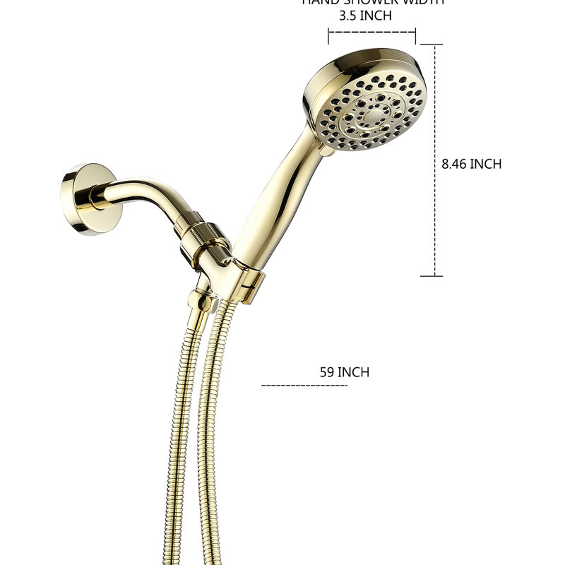 Pomme de douche haute - finition dorée, 5 modes, buses à usage médical, impact, nettoyage facile, abdos muraux à main, installation de chaleur, jet régulier, économie d'eau