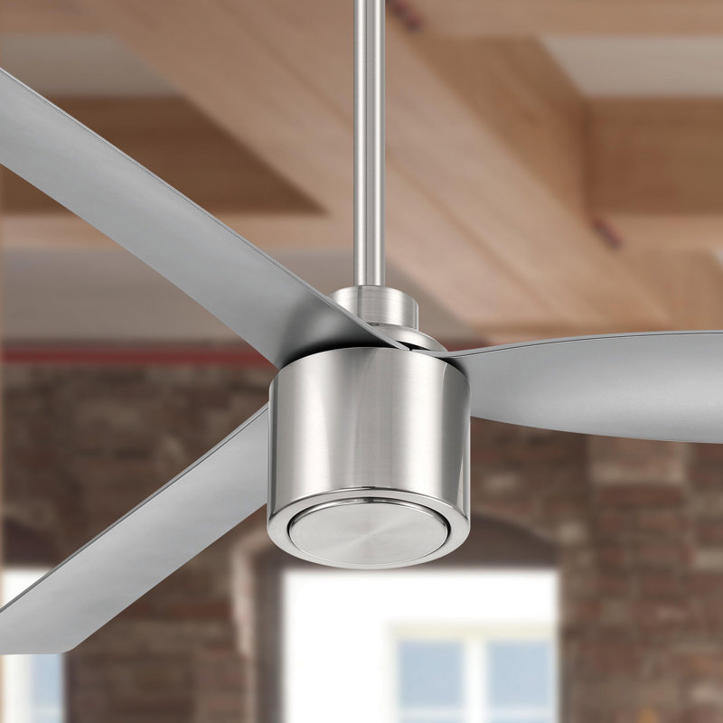 RAVIAN 52 inch 3-Blade Ceiling Fan With Remote (No Light), Brushed Nickel