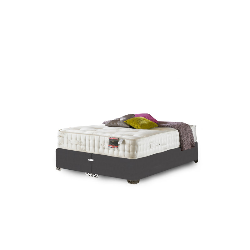 Asher Pocketsprung Divan Bed Set, Silver Linen, 2 Drawers, Small Double