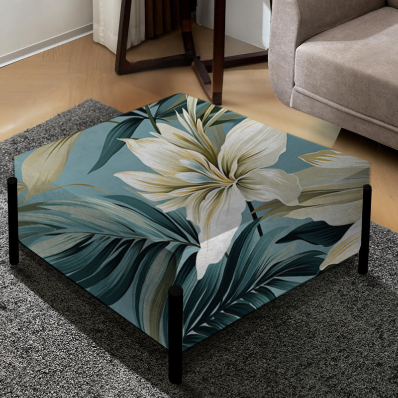 Coastal Neutrals Tropical Motif I - Grand repose-pieds carré tropical
