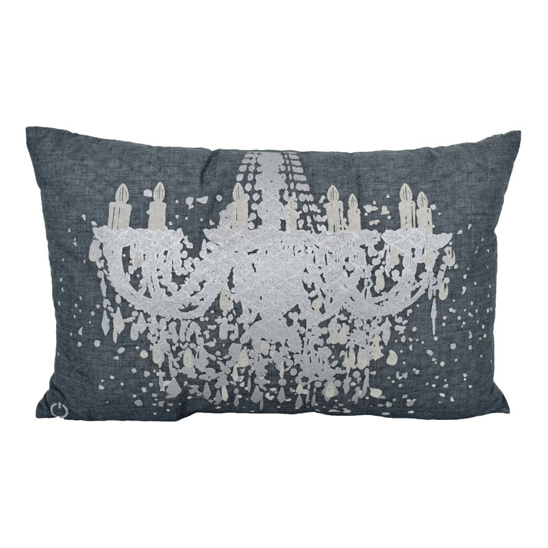  Housse et insert de coussin rectangulaire en coton Pendent Lamp, Noir / argent