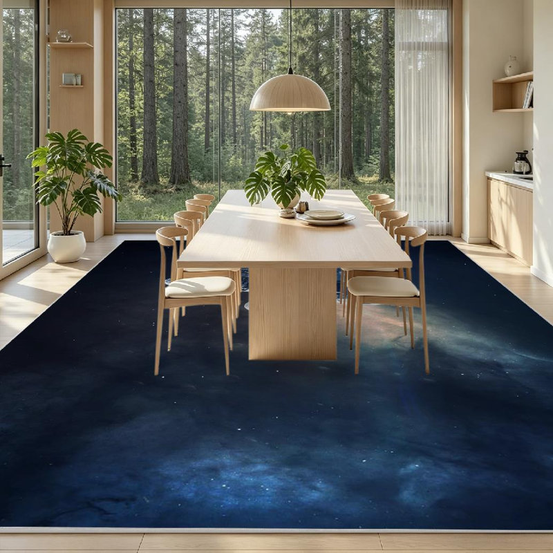 Tapis transparent clair lavable à la machine, planètes beauté et étoiles, Rectangle 79 po x 118 po