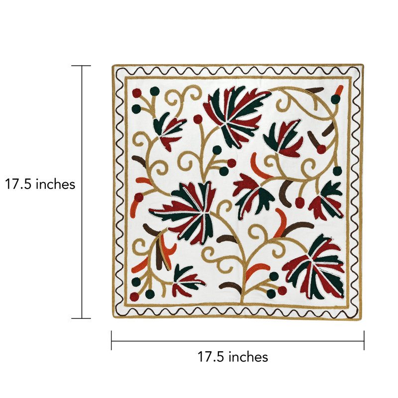 Housse de coussin en coton floral 17,5 po