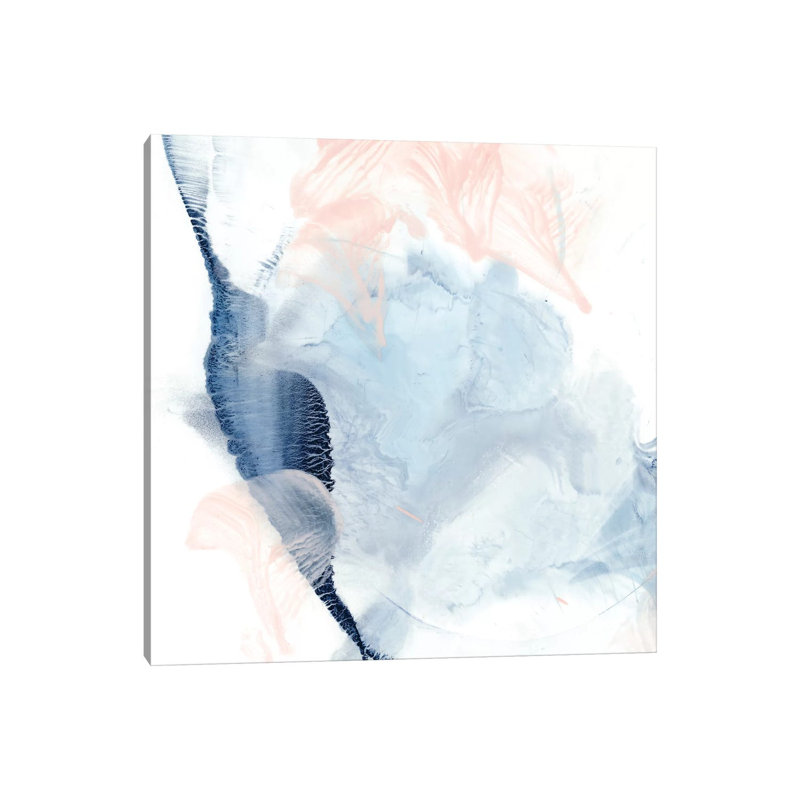 "Indigo & blush II" par Ethan Harper, reproduction d’art, Pas de tapis, Toile tendue, H 12 po x l 12 po x P 0,75 po