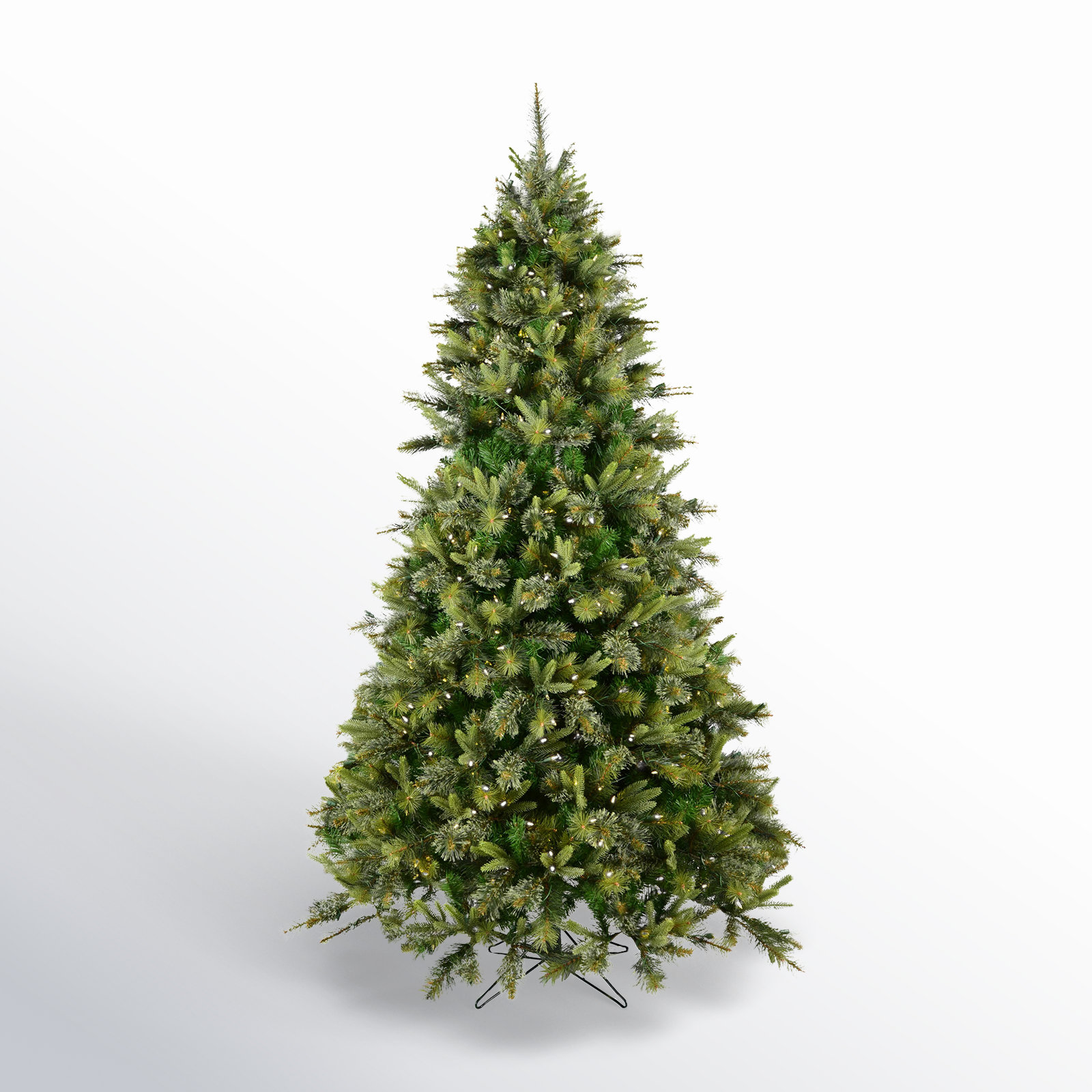 Kanhaya Flocked Pre-Lit Pine Christmas Tree, 7.5' H